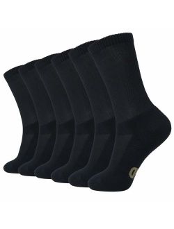+MD 6 Pack Soft Mens and Womens Bamboo Crew Socks Smell Control Cushioned Dress Casual Socks