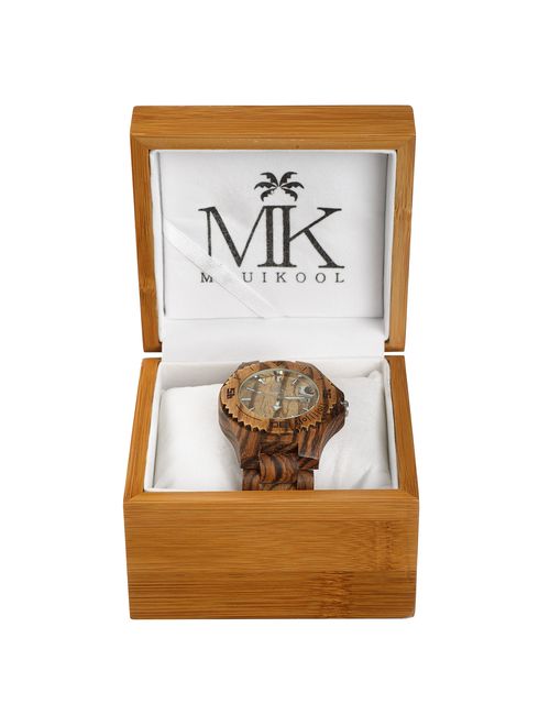 Maui Kool Wooden Watch Lahaina Collection for Men Women Unisex Analog Wood Watch Bamboo Gift Box