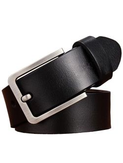JingHao Belts for Men Genuine Leather Belt for Jeans Dress Black Brown Regular Big and Tall Size 28