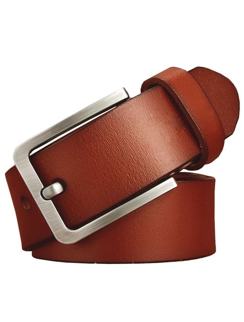 JingHao Belts for Men Genuine Leather Casual Belt for Dress Jeans Regular 