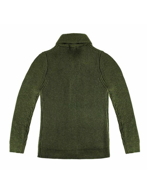 VOBOOM Men's Knitwear Button Down Shawl Collar Cardigan Sweater with Pockets
