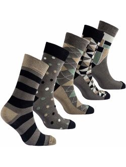 Socks n Socks-Mens 5pair Luxury Colorful Cotton Fun Novelty Dress Socks Gift Box