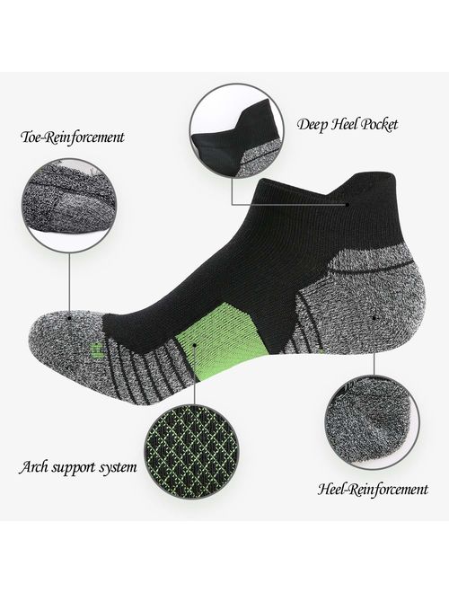 WANDER Men's Athletic Running Socks 7 Pairs Thick Cushion Ankle Socks for Men Sport Low Cut Socks 6-9/10-12