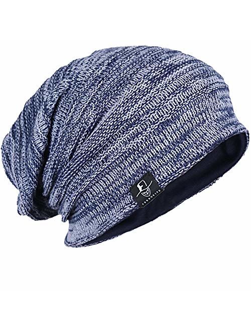 FORBUSITE Mens Slouchy Long Oversized Beanie Knit Cap for Summer Winter B08 