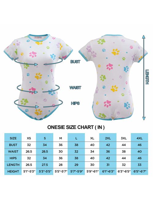 Littleforbig Adult Baby & Diaper Lover (ABDL) Button Crotch Romper Onesie - Baby Paws Onesie