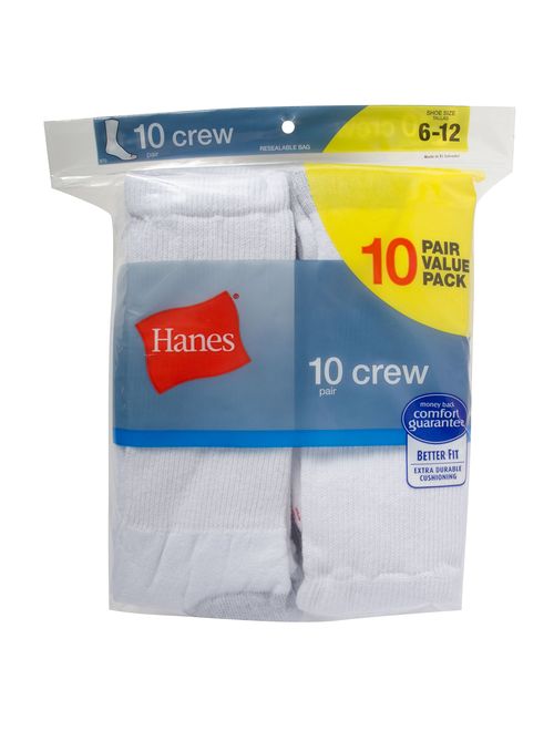 Hanes Men's 10 Pair Crew Socks