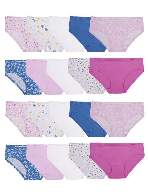 Fruit of the Loom Girls' Underwear Assorted Cotton Hipster Panty, 20 Pack (Little Girls & Big Girls)