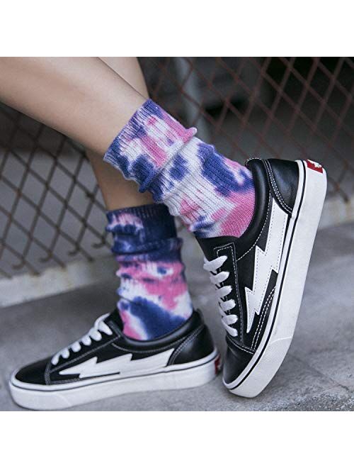 DREAM SLIM - A Collection of Funny Novelty Fashion Colorful Cool Crazy Skateboard Tie Dye Crew Dress Socks 5 Pack/6 Pack