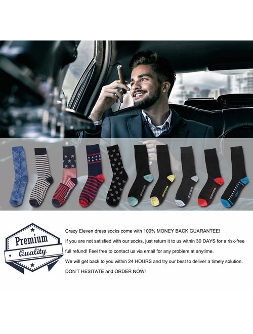 Crazy Eleven Men's Argyle/Ameriacan Flag Pattern Dress Socks 5/10 Pack Business Groomsmen Gift Socks