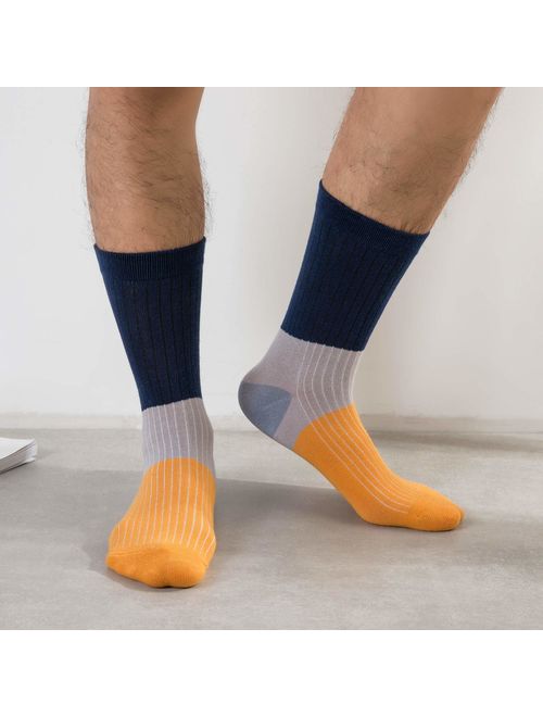 Men's Colorful Funky Patterned Cotton Dress Socks - Cozy Funny Breathable Casual Socks For Men