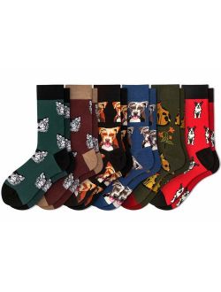 Dress Socks for Men & Women,6-Pair Dress Cool Colorful Fancy Novelty Funny Casual Cotton Crew Socks with Crazy Art Patterned