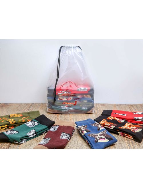 Dress Socks for Men & Women,6-Pair Dress Cool Colorful Fancy Novelty Funny Casual Cotton Crew Socks with Crazy Art Patterned