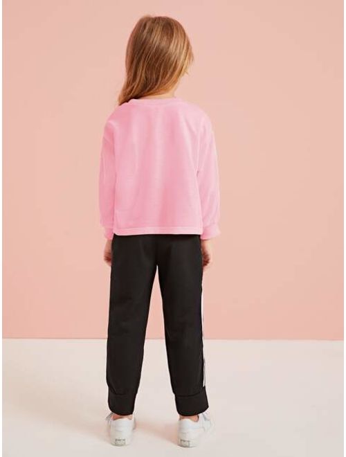 Toddler Girls Sweatshirt & Side Striped Sweatpants