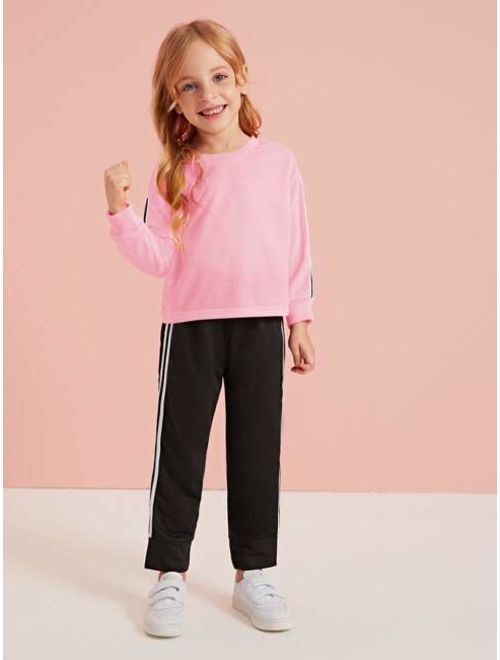 Toddler Girls Sweatshirt & Side Striped Sweatpants