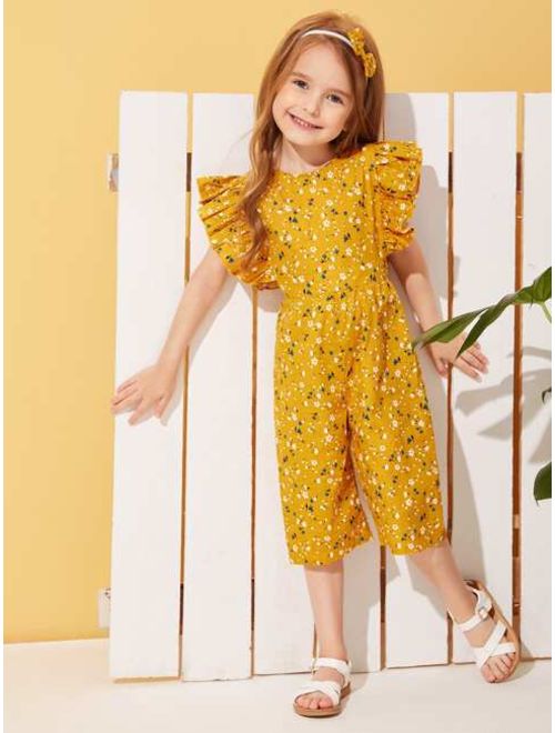 Buy Toddler Girls Ditsy Floral Ruffle Sleeve Jumpsuit online | Topofstyle