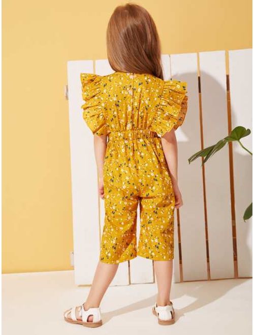 Toddler Girls Ditsy Floral Ruffle Sleeve Jumpsuit