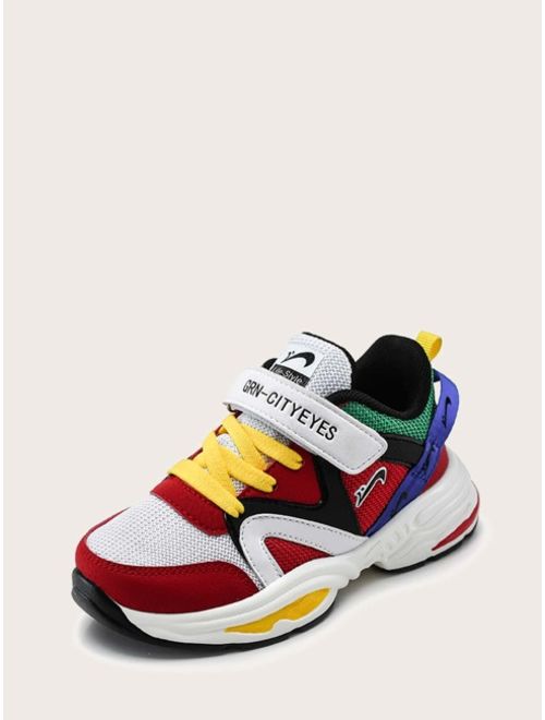 Girls Color Block Velcro Strap Chunky Sneakers | Topofstyle