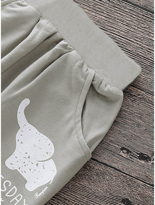 Toddler Girls Slogan Graphic Tasseled Sweatshirt With Pants
