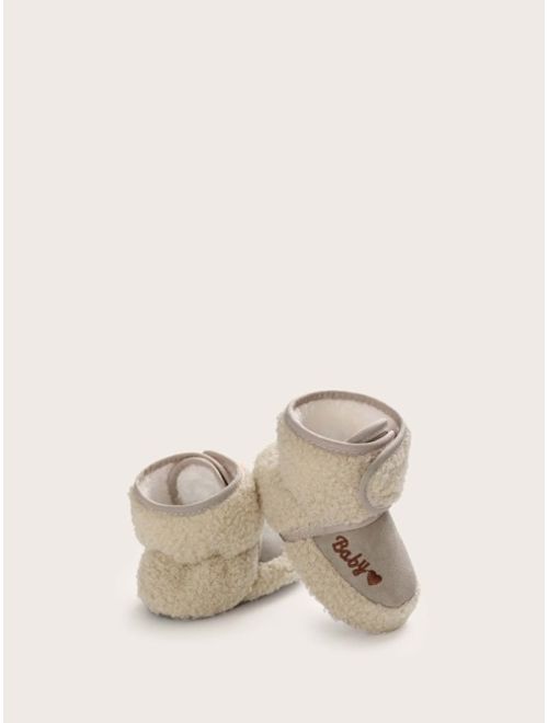 Baby Girl Embroidered Letter Velcro Strap Boots