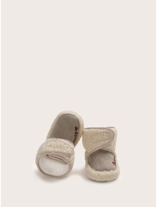 Baby Girl Embroidered Letter Velcro Strap Boots