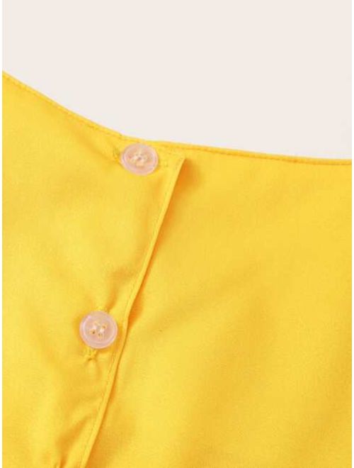 Toddler Girls Ruffle Hem Cami Top With Allover Pineapple Skirt