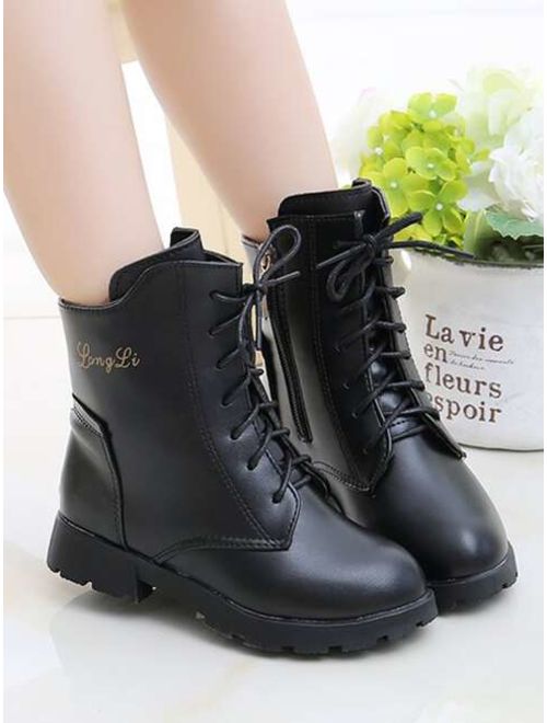 Girls Lace-up Front Combat Boots