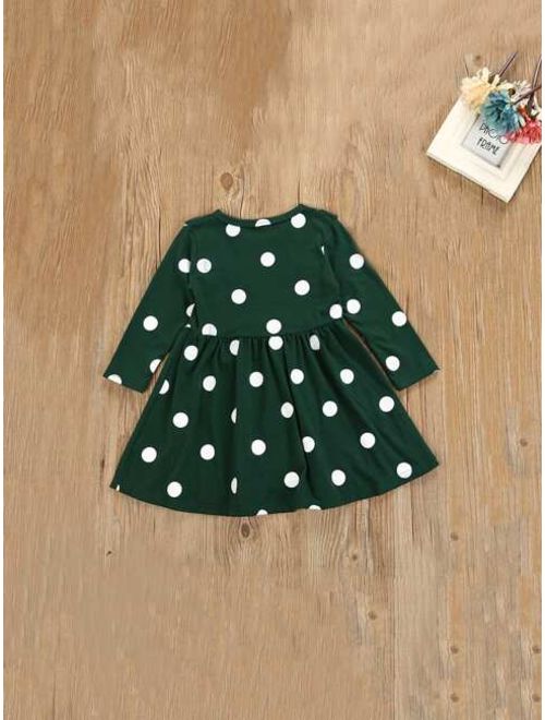 Toddler Girls Polka Dot Print Ruffle Detail Dress