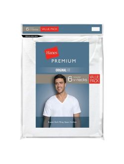 Premium Men's 6pk V-Neck T-Shirt - White XL