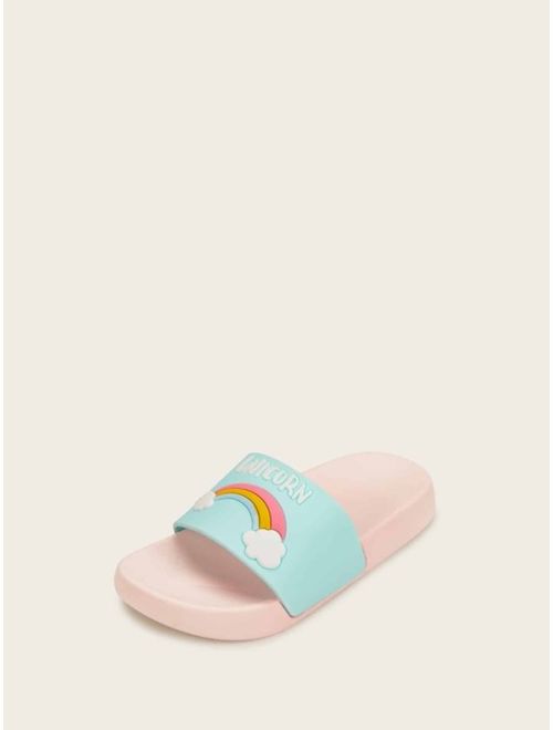 Toddler Girls Rainbow Decor Open Toe Sliders