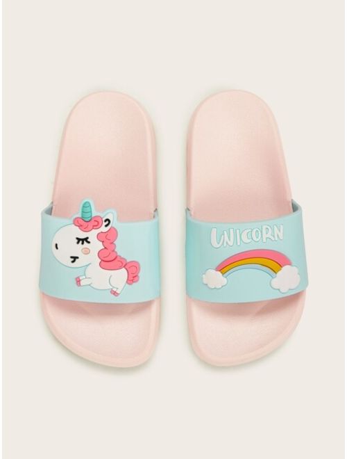 Toddler Girls Rainbow Decor Open Toe Sliders