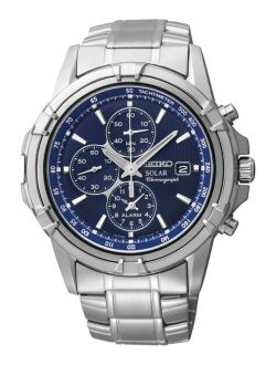 Men's SSC141 Stainless Steel Solar Watch with Blue Dial