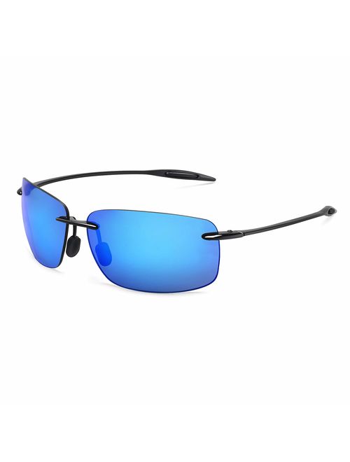 JULI Sports Sunglasses for Men Women Tr90 Rimless Frame for Running Fishing Golf Surf Driving Cycling Lifestyle 8008&8009