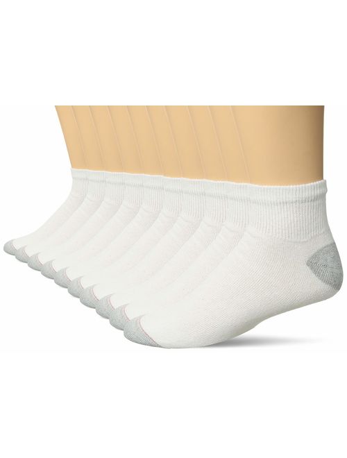 Hanes Ultimate Men's 10-Pack Ankle Socks, White, 10-13 (Shoe Size 6-12)