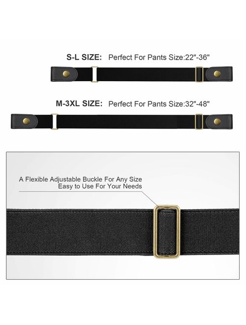 2 Pack Buckle Free Comfortable Elastic Buckle Free Belt for Women or Men, Buckle-less No Bulge No Hassle Invisible Belts WHIPPY
