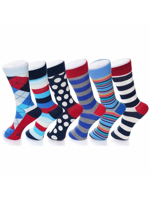 Alpine Swiss Mens Cotton 6 Pack Dress Socks Solid Ribbed Argyle Shoe Size 6-12