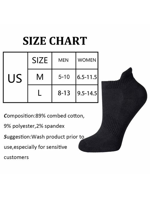6 Pairs Non-Slip No Show Socks Women Men Low Cut Casual Running Athletic Cotton Socks