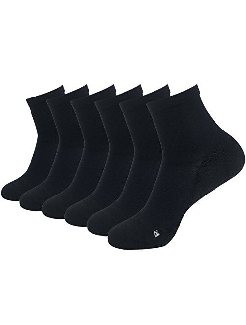 Running Socks Ankle Support, HUSO Men Women High Performance Arch Compression Cushioned Quarter Socks 1,2,3,4,6 Pairs