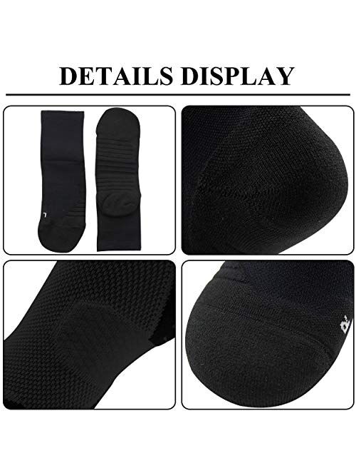 Running Socks Ankle Support, HUSO Men Women High Performance Arch Compression Cushioned Quarter Socks 1,2,3,4,6 Pairs