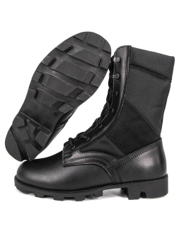 WIDEWAY Men's Military Jungle Boots Full Grain Leather Speedlace Desert Boots Combat Outdoor Work Water Resistant Boots
