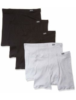 Men's Cotton Solid Elastic Waist 10-Pack Comfort Soft Boxer Briefs