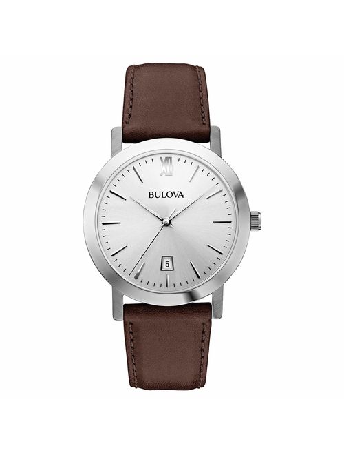 Bulova Unisex 96B217 Stainless Steel Watch with Brown Leather Band