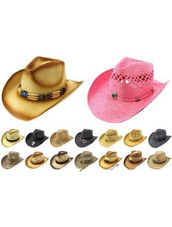 Enimay Western Outback Cowboy Hat Men's Women's Style Straw Felt Canvas