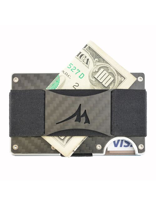 Martrams Carbon Fiber Credit Card Holder RFID Blocking Money Clip Wallet