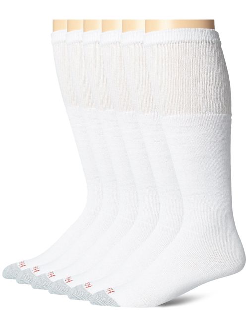 Hanes mens White Cushioned Over the Calf 6 Pack Pair athletic socks, White, Shoe Size 6-14 US