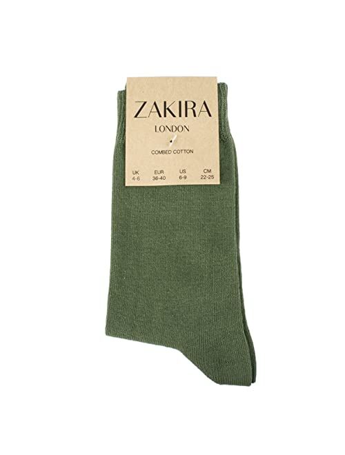 ZAKIRA Finest Combed Cotton Dress Socks in Plain Vivid Colours for Men, Women