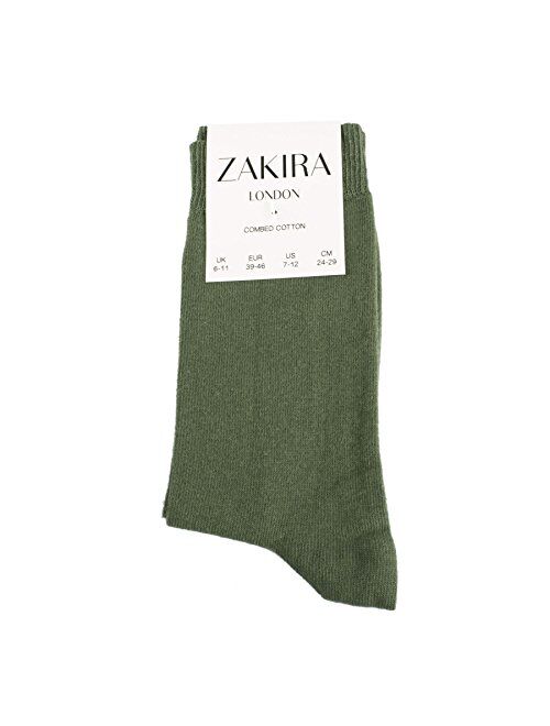 ZAKIRA Finest Combed Cotton Dress Socks in Plain Vivid Colours for Men Women 