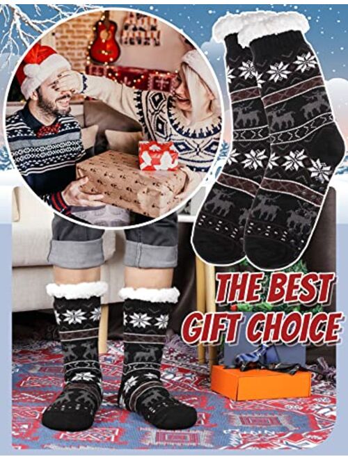 Mens Fuzzy Slipper Socks Fluffy Warm Thick Heavy Fleece lined Christmas Stockings Gift Winter Socks 