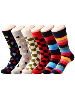 PUTON Men's Fun & Funky Colorful Cotton Dress Socks