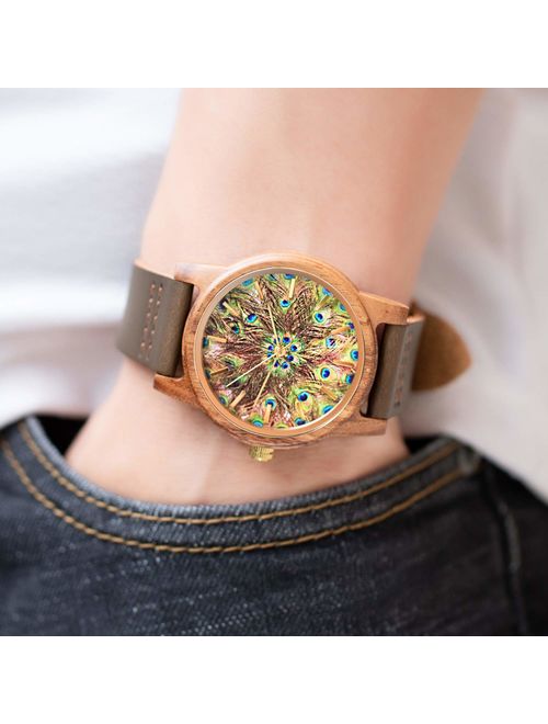 Wooden Watch,BIOSTON Handmade Unisex Military Quartz Casual Leather Wristwatches