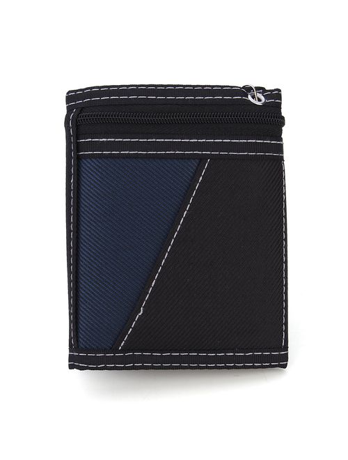 Boy Canvas Sport Wallet, OURBAG Men Casual Trifold Velcro Short Wallet Fashion Purse with Chain